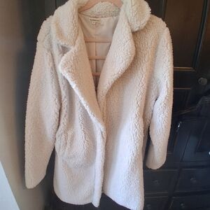 Plush Teddy Bear Sherpa Coat - Cream Women’s Jacket